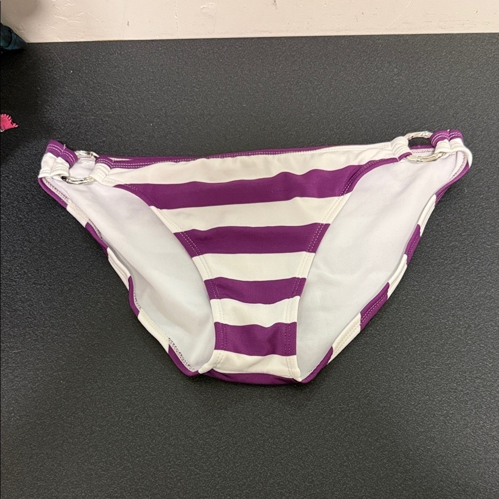Purple and White Striped Bikini Bottom Y2K